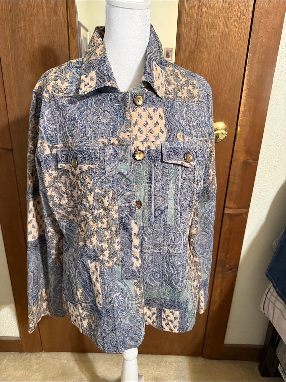 Analog Blue & Cream Patchwork Paisley Jacket